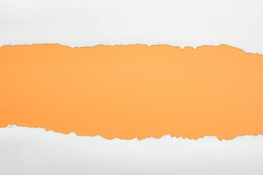 ragged white textured paper with copy space on orange background  clipart