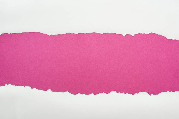 порванная белая текстурированная бумага с местом для копирования на малиновом фоне
 