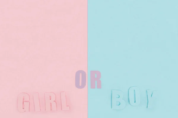 Ansicht Von Jungen Oder Mädchen Schriftzug Auf Rosa Und Blauem — Stockfoto