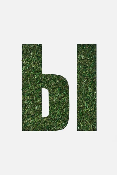 Klipp Brev Från Kyrilliska Alfabetet Gjord Färska Gröna Gräset Isolerad — Stockfoto