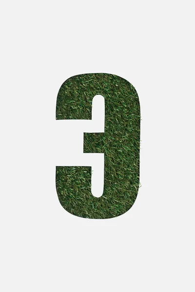 Вид Сверху Вырезанной Буквы Кириллического Алфавита Натуральной Зеленой Травы Изолированной — стоковое фото