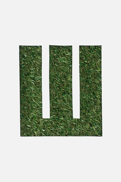 白で隔離緑の草は キリル文字から文字の上から見る — ストック写真