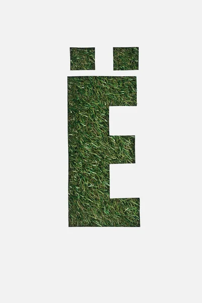 Top View Cut Out Cyrillic Letter Natural Grass Background Isolated — Stok Foto