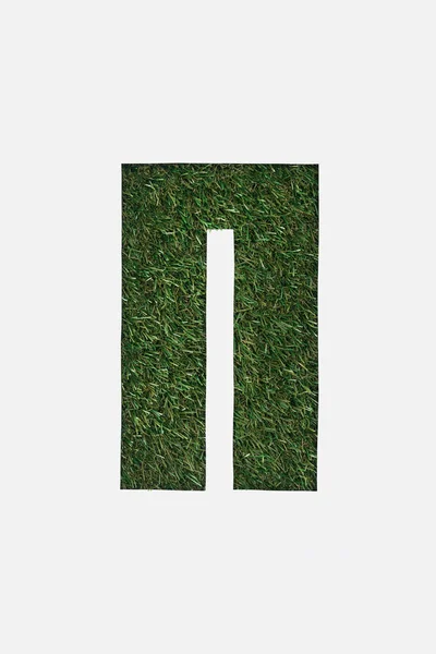 Top View Cyrillic Letter Green Grass Background Isolated White — Stock Photo, Image