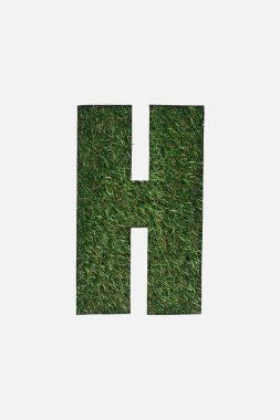 H harfi de uygunbir üstten görünüm yeşil çim zemin üzerinde beyaz izole üzerine