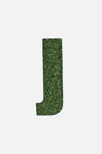 緑の草の背景が白で隔離に の文字をカットのトップ ビュー — ストック写真