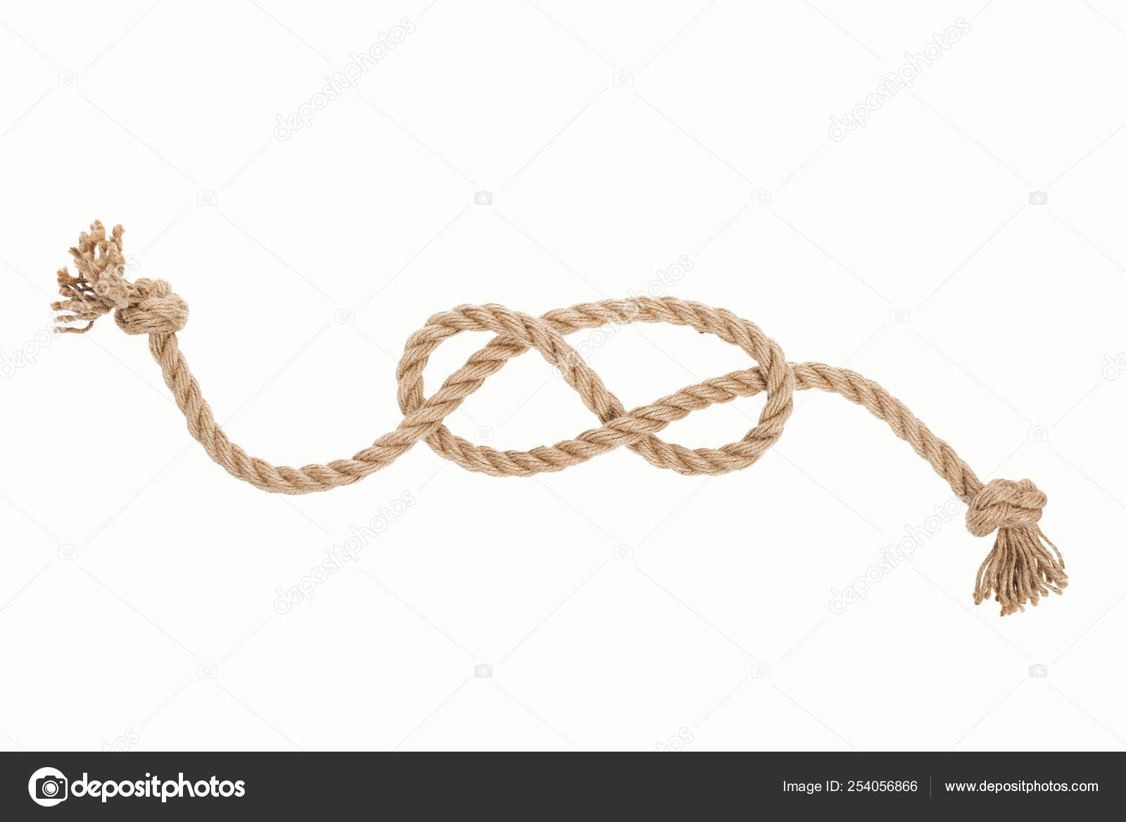 Brown Jute Nautical Rope Sailor Knot Isolated White Stock Photo by