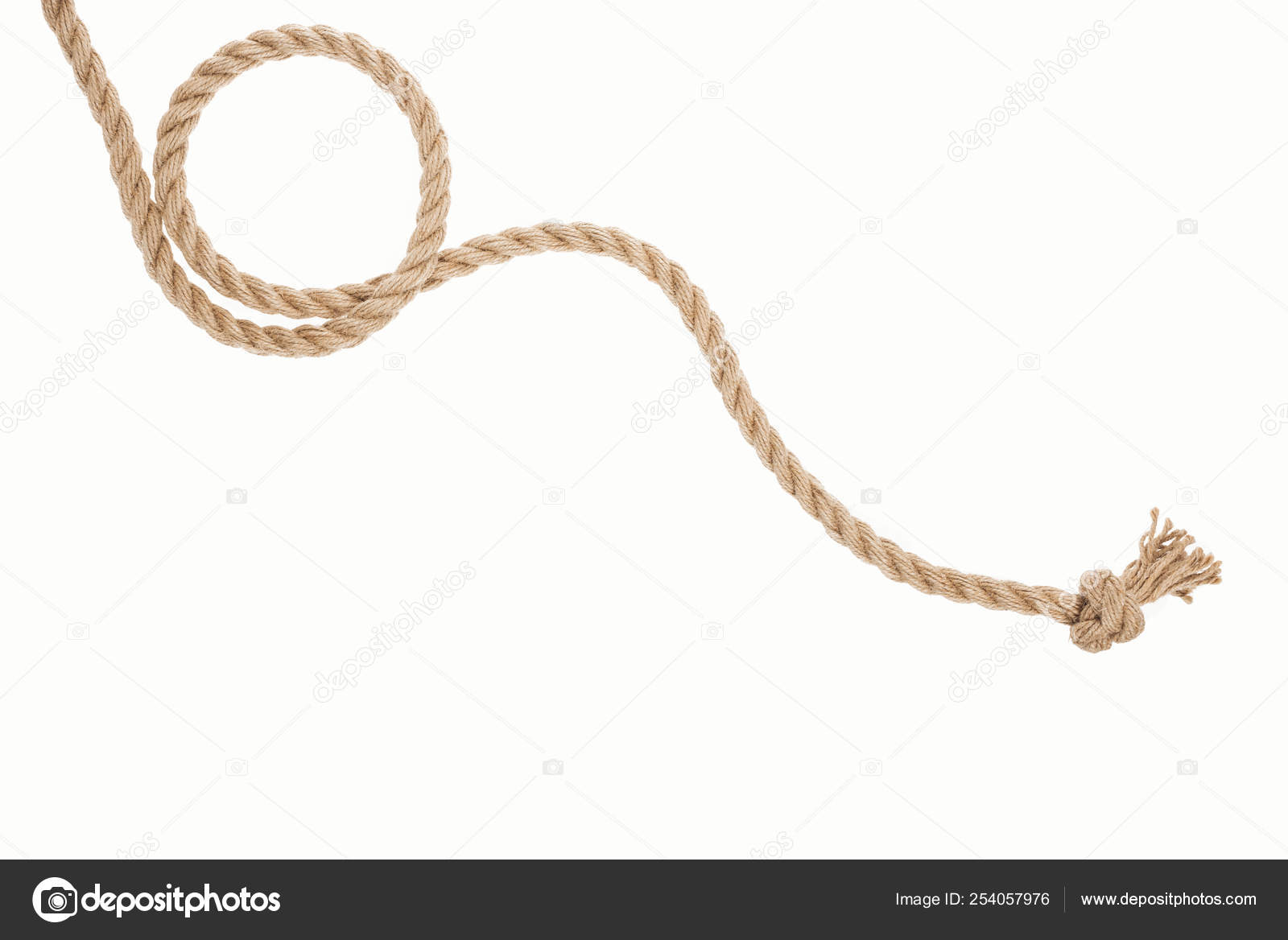 Brown Jute Nautical Rope Sailor Knot Isolated White Stock Photo by