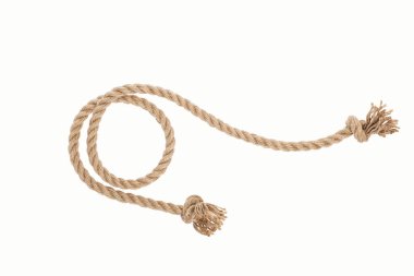 brown jute rope curl with knots isolated on white  clipart