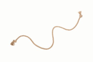 kahverengi jüt halat üzerinde beyaz izole knot ile el salladı 