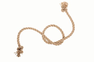 jute curled rope with sailor knot isolated on white  clipart