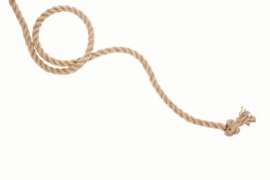 brown curled rope with knot isolated on white  clipart