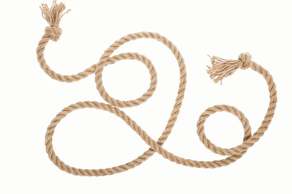 黄麻绳与卷发和结隔离在白色 — 图库照片