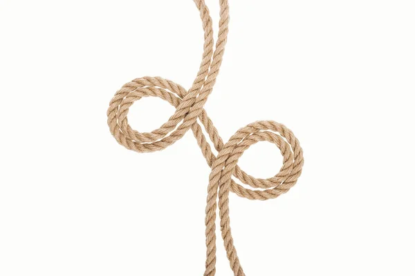 Curled Brown Jute Ropes Isolated White — Stock Photo, Image