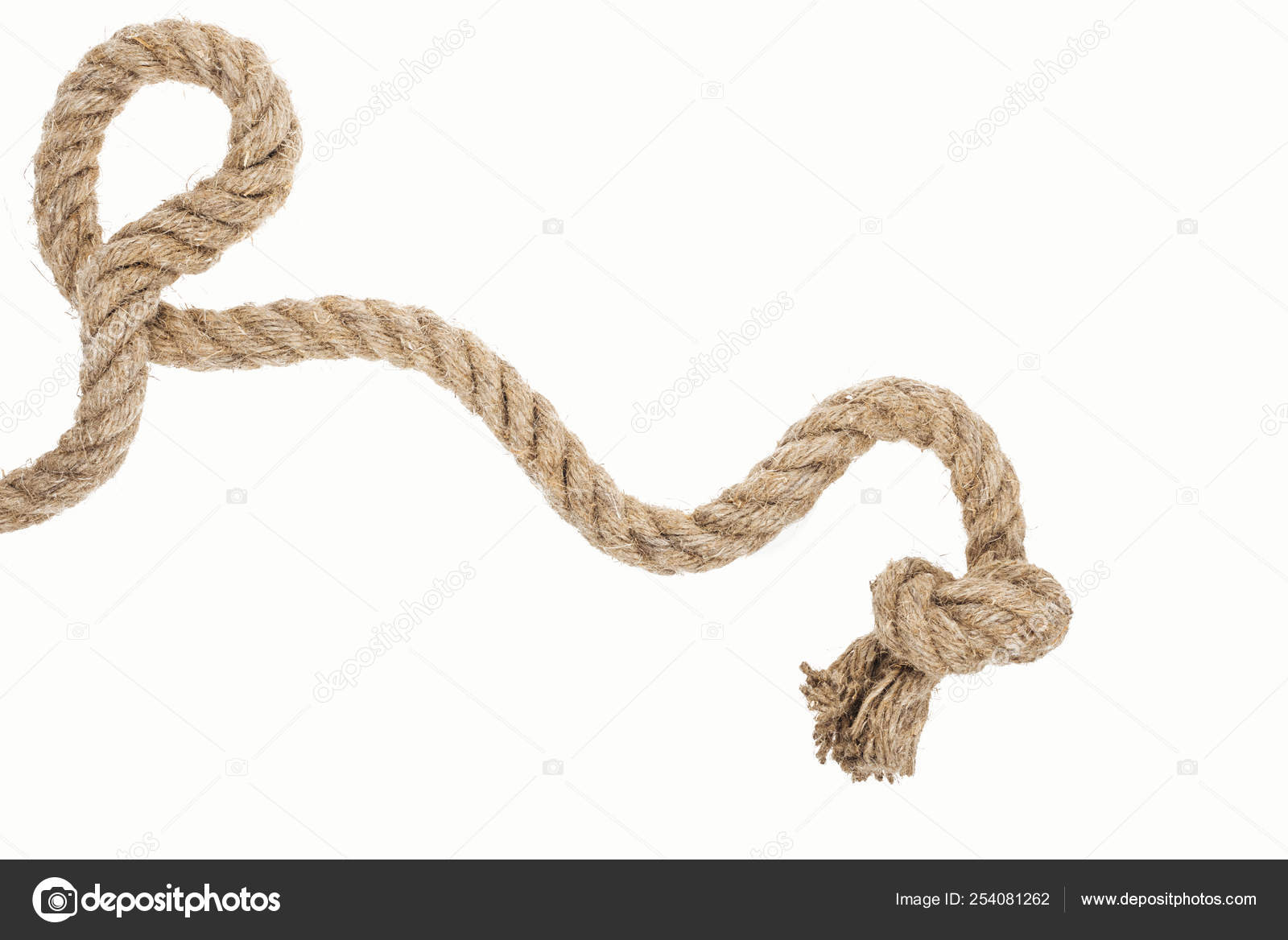 Thick Jute Brown Rope Knot Isolated White — Stock Photo