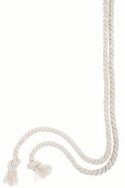 beyaz izole knot ile beyaz uzun kıvrılmış ipler