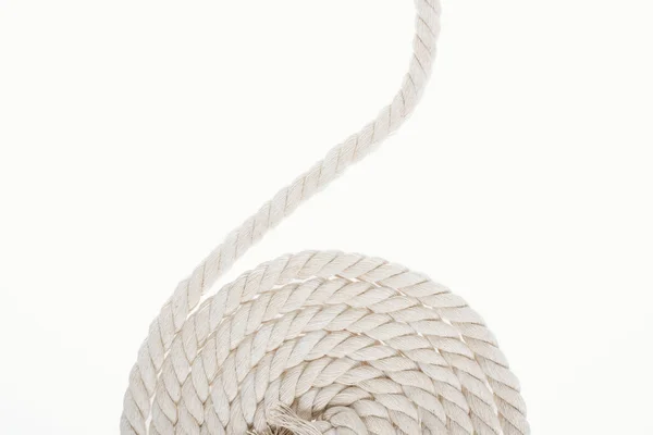 White Twisted Rope Isolated White — Stock Photo, Image