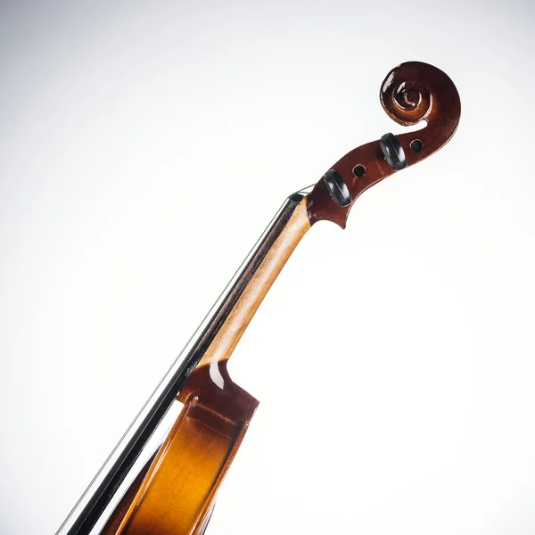 Nahaufnahme Des Klassischen Violoncello Auf Weißem Hintergrund — Stockfoto