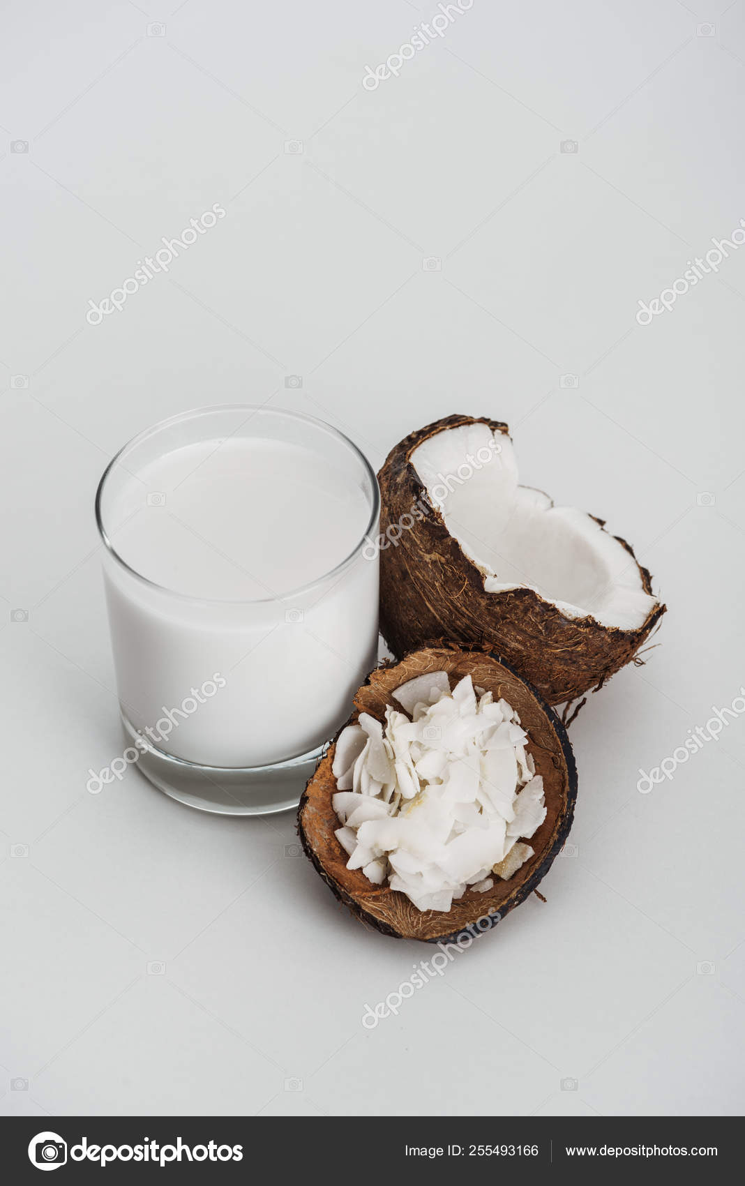 Organic Vegan Coconut Milk Glass Coconut Half Chips Grey