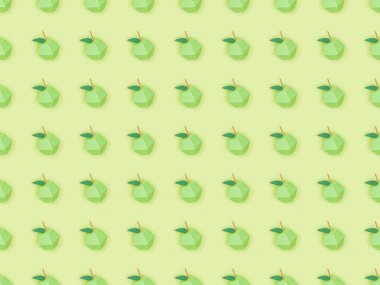 yeşil izole düzenlenmiş el yapımı kağıt elma ile desen üst görünümü