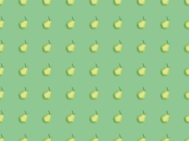 yeşil izole el yapımı kağıt armut ile dikişsiz desen üst görünümü