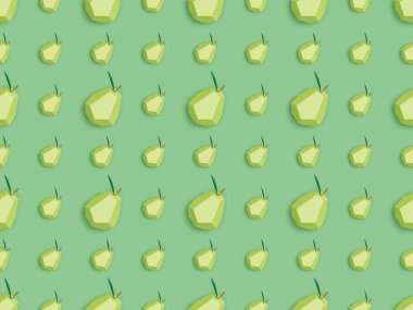 yeşil izole el yapımı kağıt armut ile dokulu desen üst görünümü