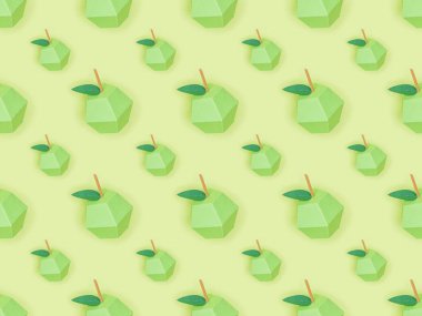yeşil izole el yapımı kağıt elma ile desen üst görünümü
