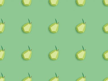 yeşil izole el yapımı karton armut ile desen üst görünümü