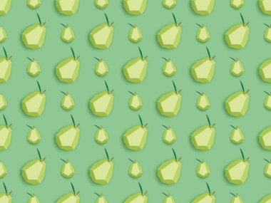 yeşil izole el yapımı karton armut ile desen üst görünümü
