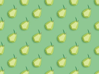 yeşil izole el yapımı karton armut ile desen üst görünümü