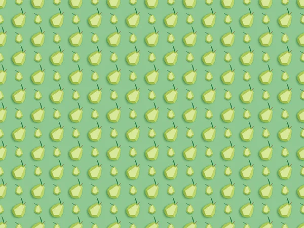 Top View Pattern Handmade Paper Pears Isolated Green — Stock Photo, Image