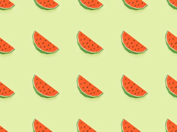 Ansicht Von Oben Nahtlose Muster Mit Handgemachten Roten Papier Wassermelonenscheiben — Stockfoto