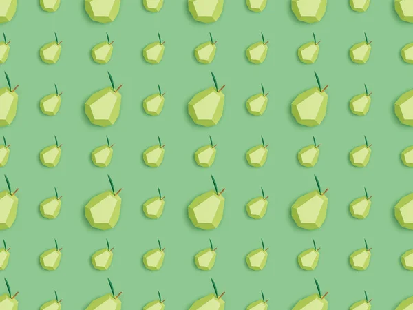 Top View Textured Pattern Handmade Paper Pears Isolated Green — Stock Photo, Image