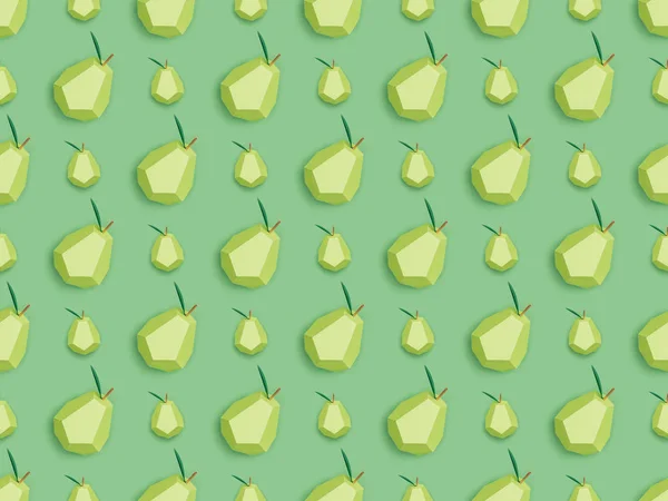 Top View Pattern Handmade Cardboard Pears Isolated Green — Stock Photo, Image