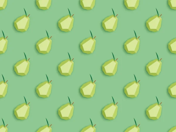 Top View Pattern Handmade Cardboard Pears Isolated Green — Stock Photo, Image