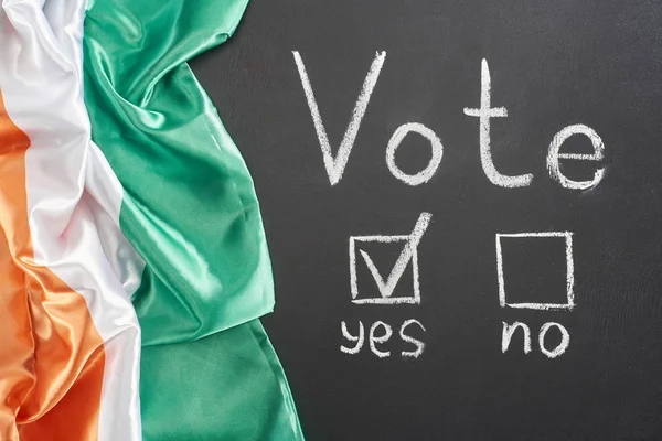 Top View White Vote Lettering Check Mark Yes Word Black — Stock Photo, Image