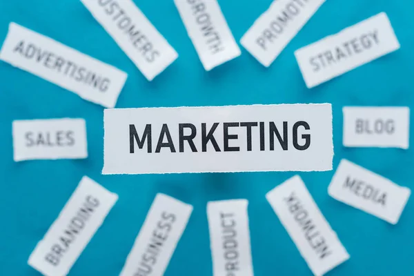 Selectieve Focus Van Woord Marketing Componenten Gerelateerd Aan Marketing Stukjes — Stockfoto