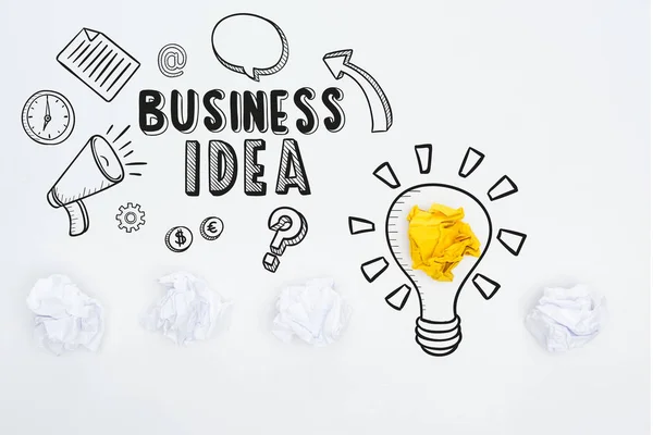 Vista Dall Alto Dell Idea Business Iscrizione Vicino Illustrazione Palle — Foto Stock