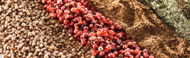 sırayla geleneksel aromatik hint baharatyakından görünümü, panoramik çekim