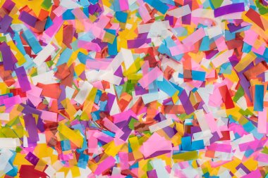 Close up view of multicolored confetti background clipart