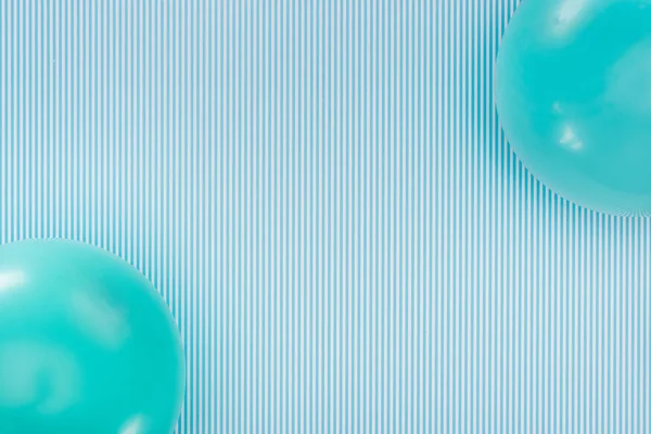 Top View Blue Balloons Striped Blue Background — Stock Photo, Image