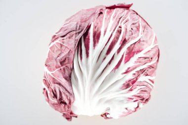 top view of fresh bright whole red cabbage isolated on white clipart