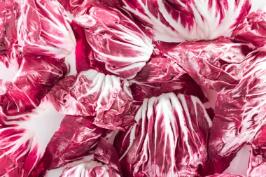 top view of fresh bright red cabbage leaves clipart