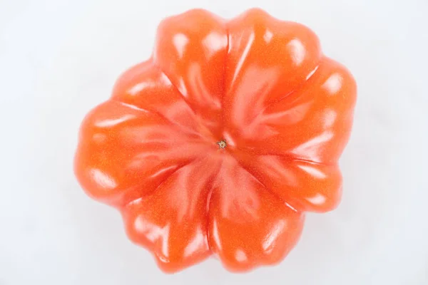 Top View Whole Red Ripe Tomato Isolated White — Stock Photo, Image