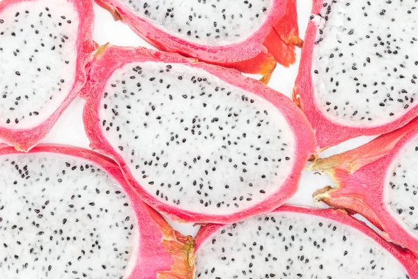 Top Uitzicht Van Exotische Verse Rijpe Draak Fruit Plakjes — Stockfoto
