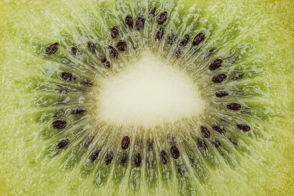 Close View Fresh Nutritious Green Kiwi Black Seeds — Stock Photo, Image