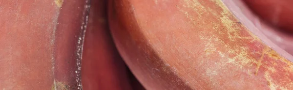 Panoramic Shot Ripe Exotic Delicious Red Bananas Peel — Stock Photo, Image