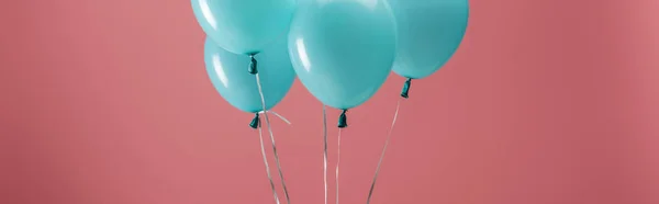 Globos Decorativos Partido Brillante Sobre Fondo Rosa Tiro Panorámico — Foto de Stock