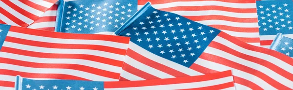 Close View National American Flags Pile Panoramic Shot — Stock Photo, Image