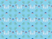 seamless background pattern with white paper cut families with american flags and crowns on blue, Independence Day concept
